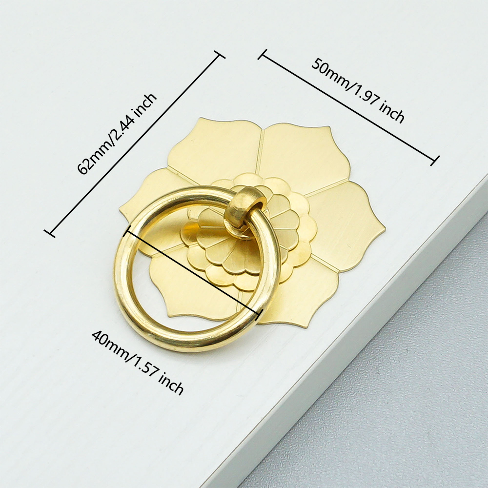 Furniture Hardware Drop Pulls - 花柄真鍮製キャビネットドアノブ ドロップリングハンガーリング - ユニークな引き出しプル ドレッサーノブ ホームデコレーションハードウェア