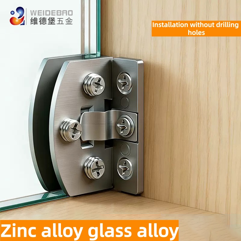 Quality Furniture Hardware - 2個入り 非穴あけ亜鉛合金ガラスドアヒンジクリップ、高品質の凹みのないワインキャビネットドアヒンジ、家具金物部品