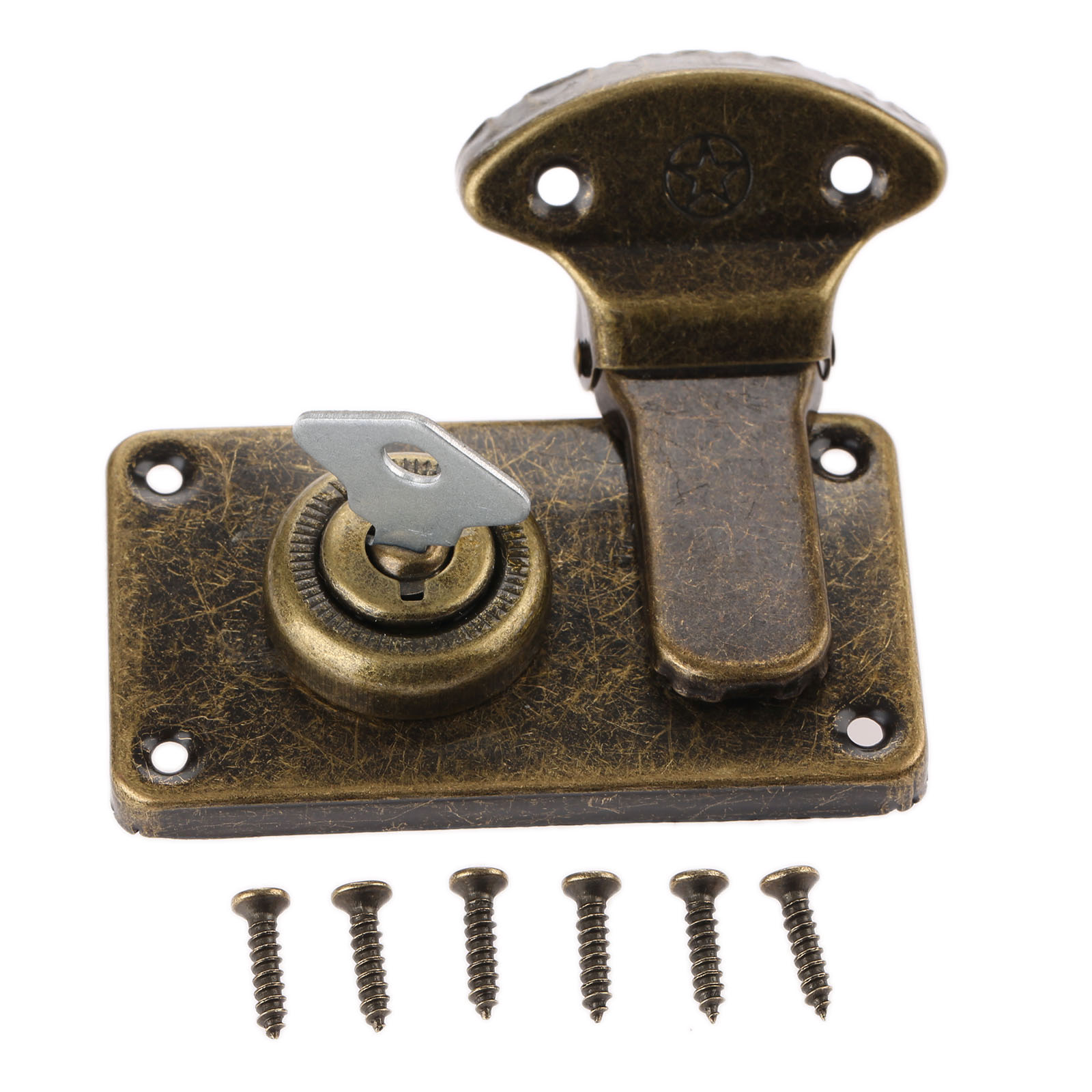 Furniture Hardware Antique - ヴィンテージ家具ハードウェアアンティークボックスラッチ装飾掛け金ジュエリー木箱スーツケース掛け金ラッチトグルキーとネジ付き