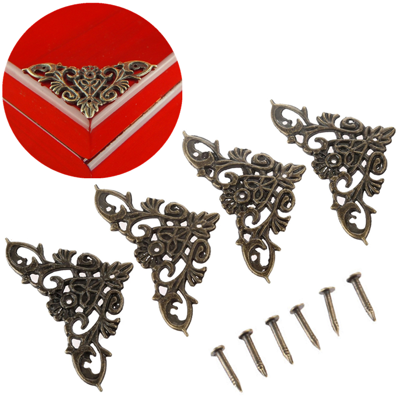 Furniture Hardware Antique - 12 個アンティークコーナーブラケット家具ハードウェアブロンズジュエリーケースボックスブックスクラップブックアルバムコーナープロテクター装飾アクセサリー