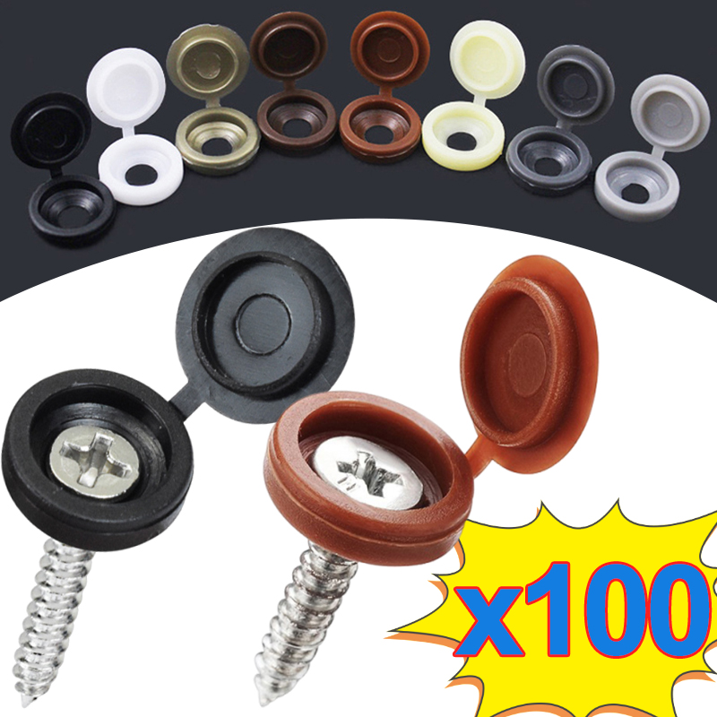 Furniture Hardware Hinges - 10/500 個ネジ装飾キャッププラスチック保護カバーブラックホワイト車のボルトナット家具ハードウェアネジ折りたたみキャップカバー