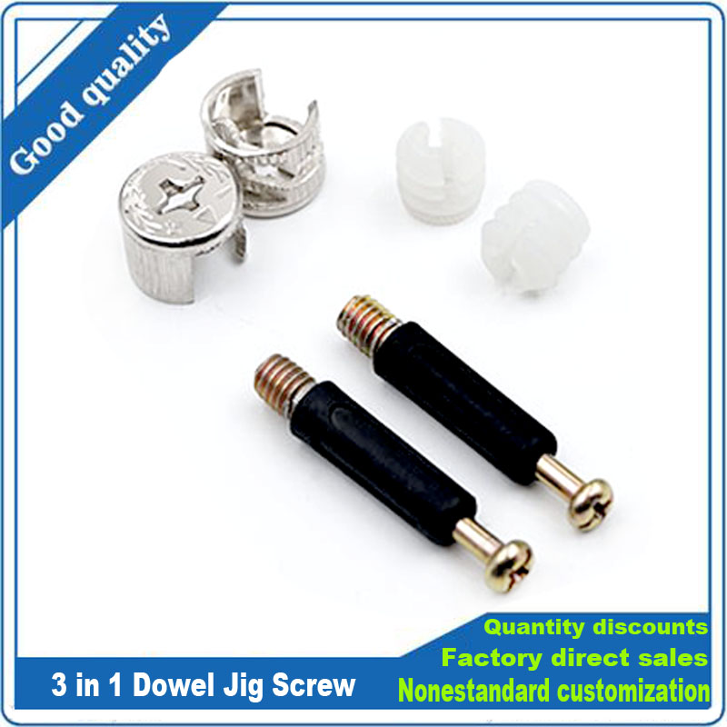 Furniture Hardware Cam Lock - 3 in 1ダボジグネジ家具接続金具セット偏心ホイールナットカムロックナット、ワードローブ接合キャビネット木工用
