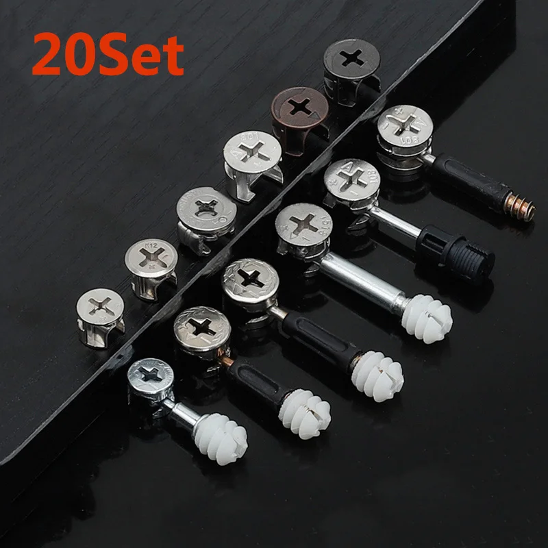 Furniture Hardware Cam Lock - 20個入り厚型3in1家具接続金具セット カムスクリュー偏心ホイールナット カムロックナット ワードローブ/キャビネット接続用