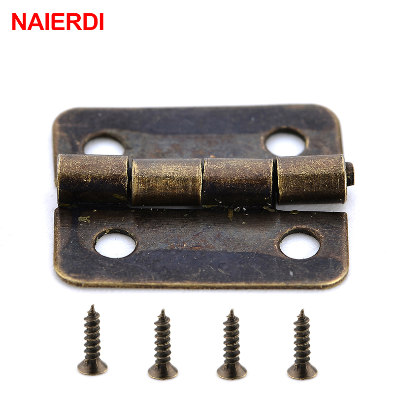 Furniture Hardware Antique - Naierdi-アンティークブロンズとゴールドのミニヒンジ,キャビネットドア用ヒンジ,ヴィンテージジュエリーボックス,家具,ハードウェア,50個
