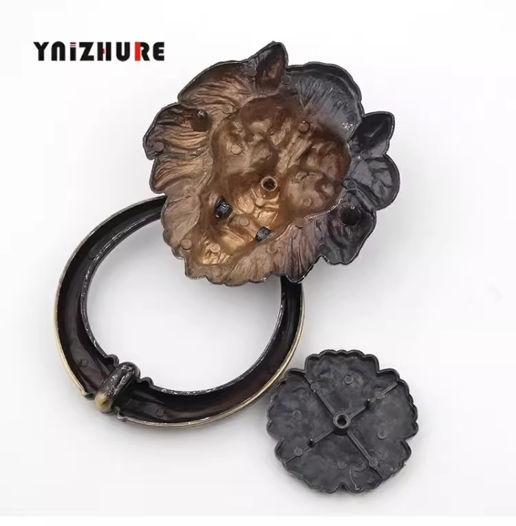 アンティークブロンズライオンヘッドハンドルドアノッカー木製ド - Furniture Hardware Antique のレビューと価格