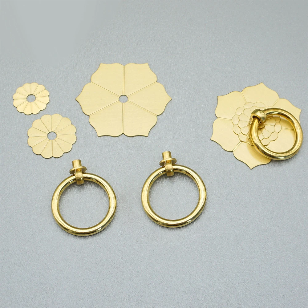 花柄真鍮製キャビネットドアノブ ドロップリングハンガーリング - Furniture Hardware Drop Pulls のレビューと価格