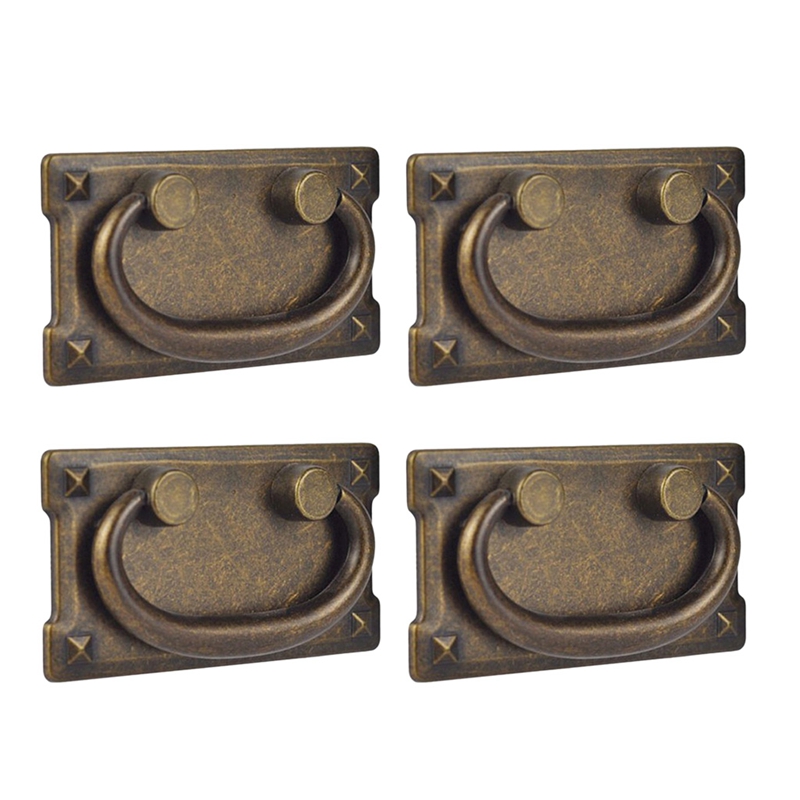 4ピースヴィンテージアンティークブロンズ引き出しリングプルハ - Furniture Hardware Antique のレビューと価格