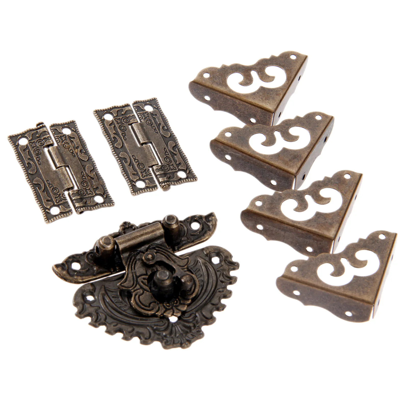 7ピース/セットアンティークブロンズパドロックラッチハチュー - Furniture Hardware Hinges のレビューと価格