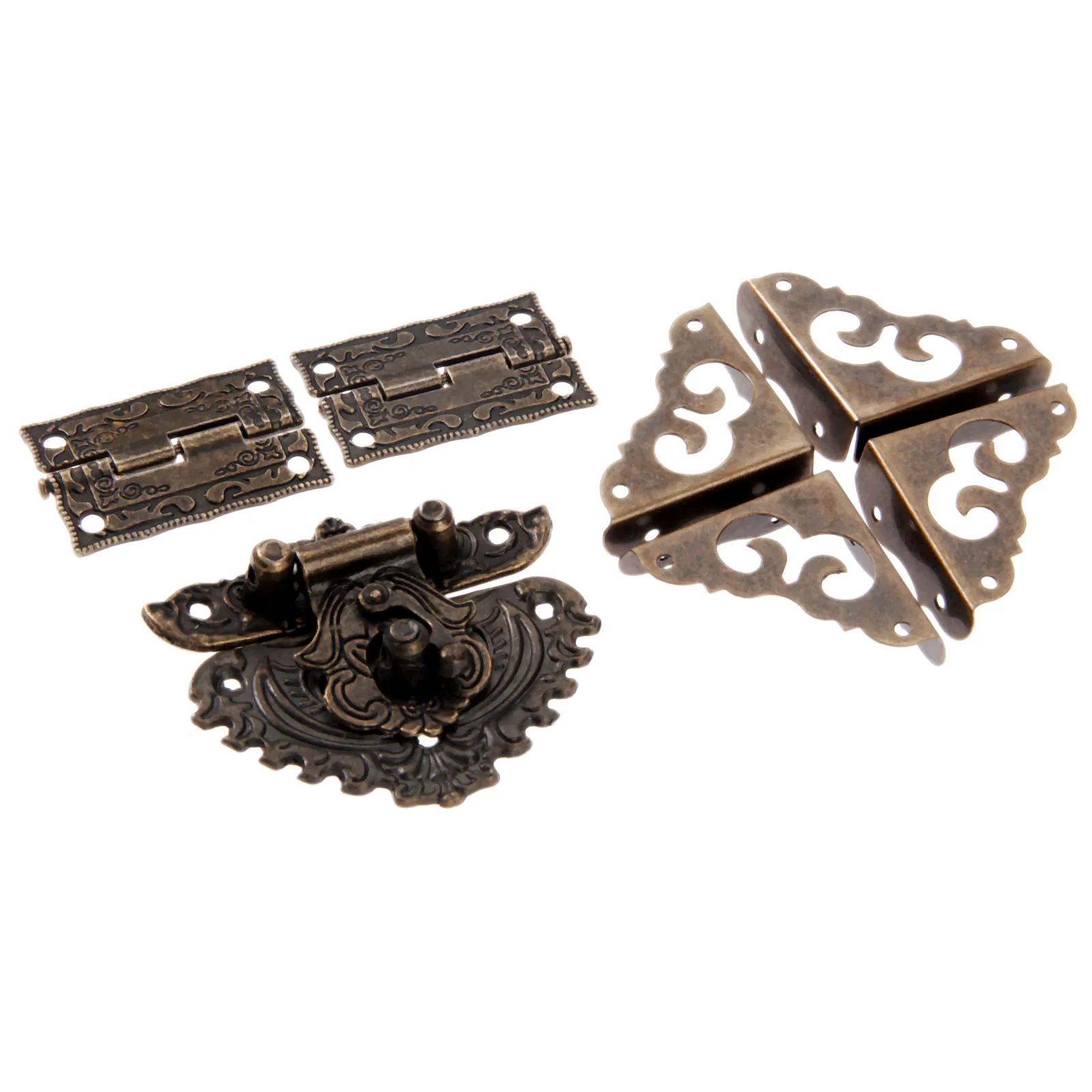 7ピース/セットアンティークブロンズパドロックラッチハチュー - Furniture Hardware Hinges のレビューと価格