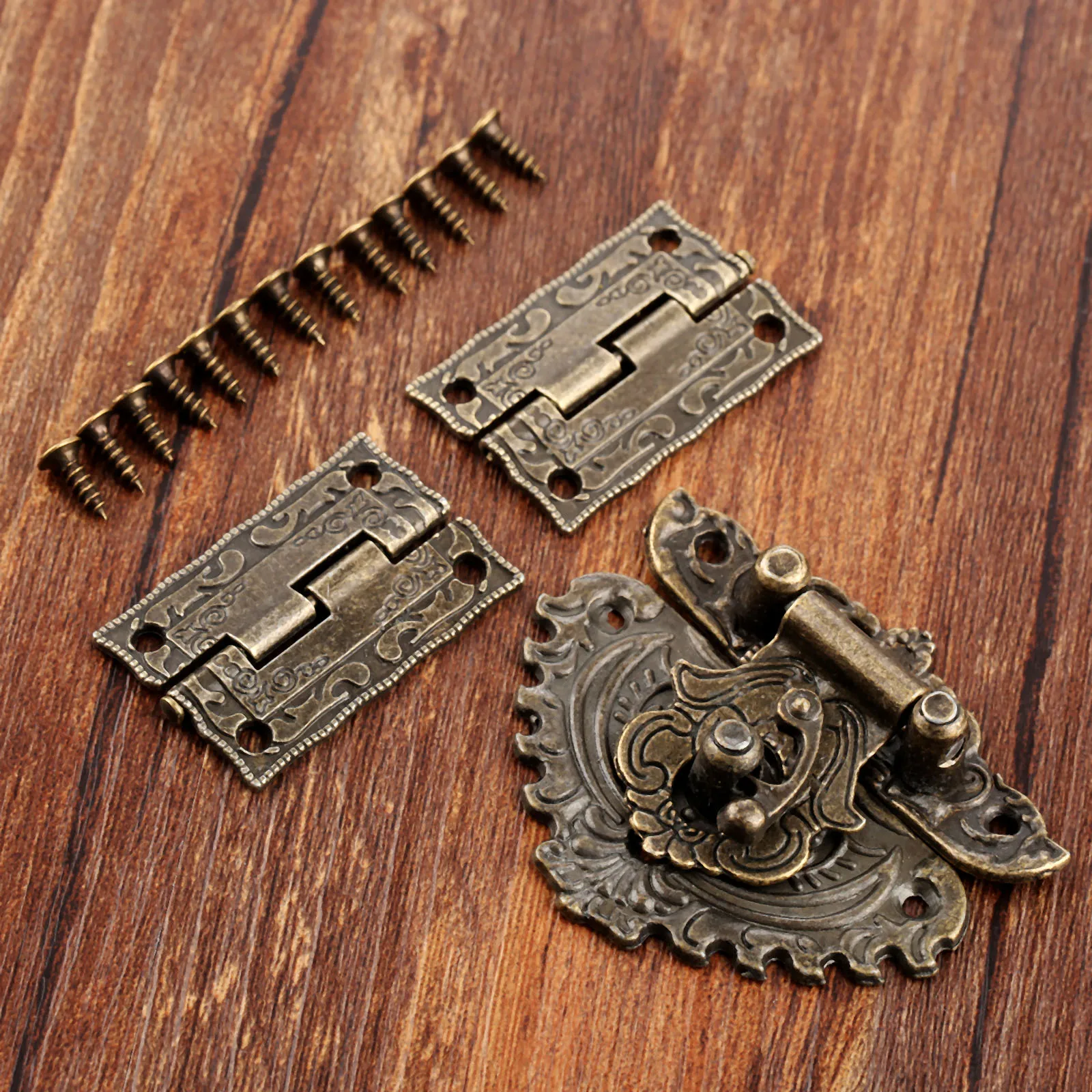 3ピース/セットアンティークブロンズ南京錠ウッドボックスラッ - Furniture Hardware Hinges のレビューと価格