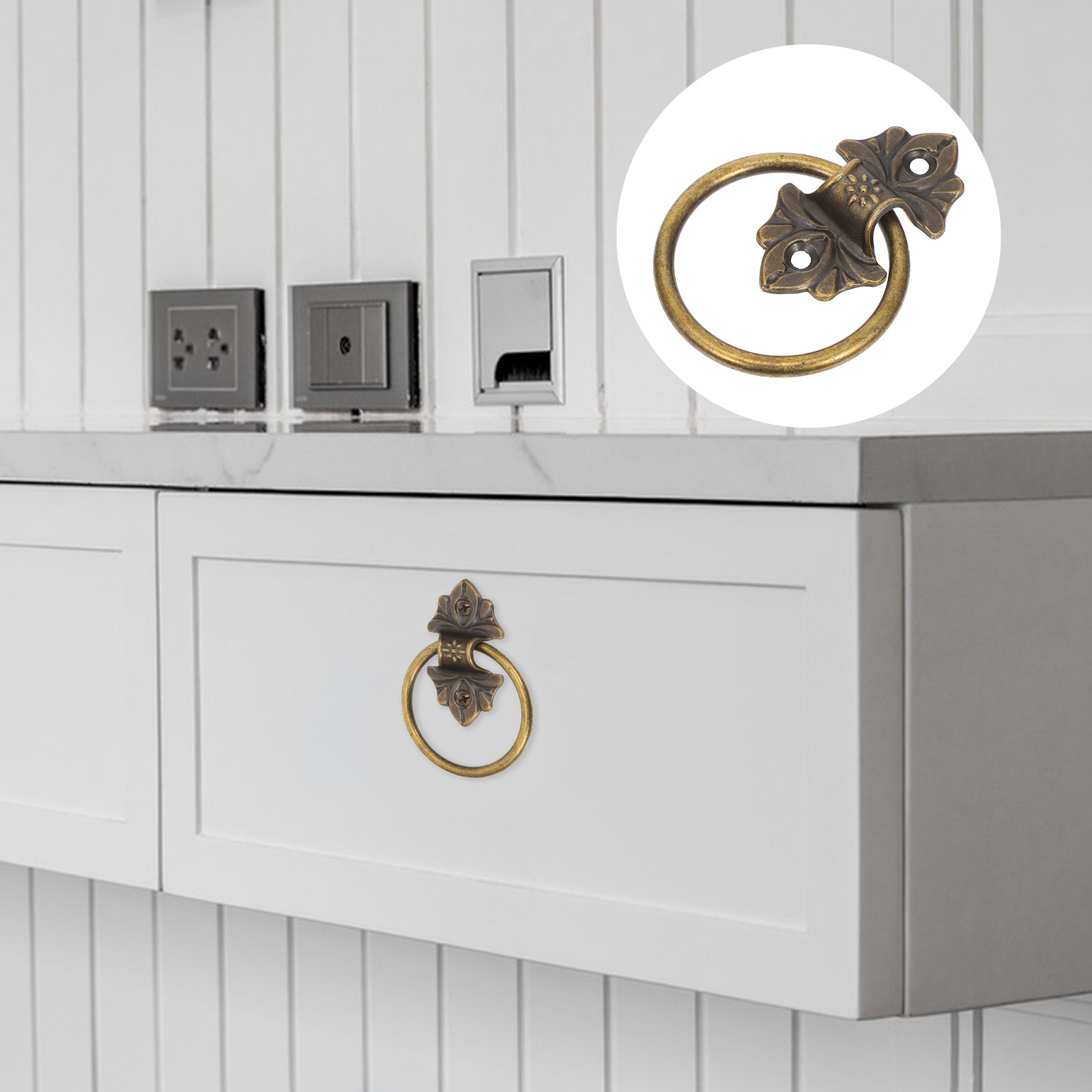 2個セット レトロ ドロップリング キャビネットプル ヴィン - Furniture Hardware Drop Pulls のレビューと価格